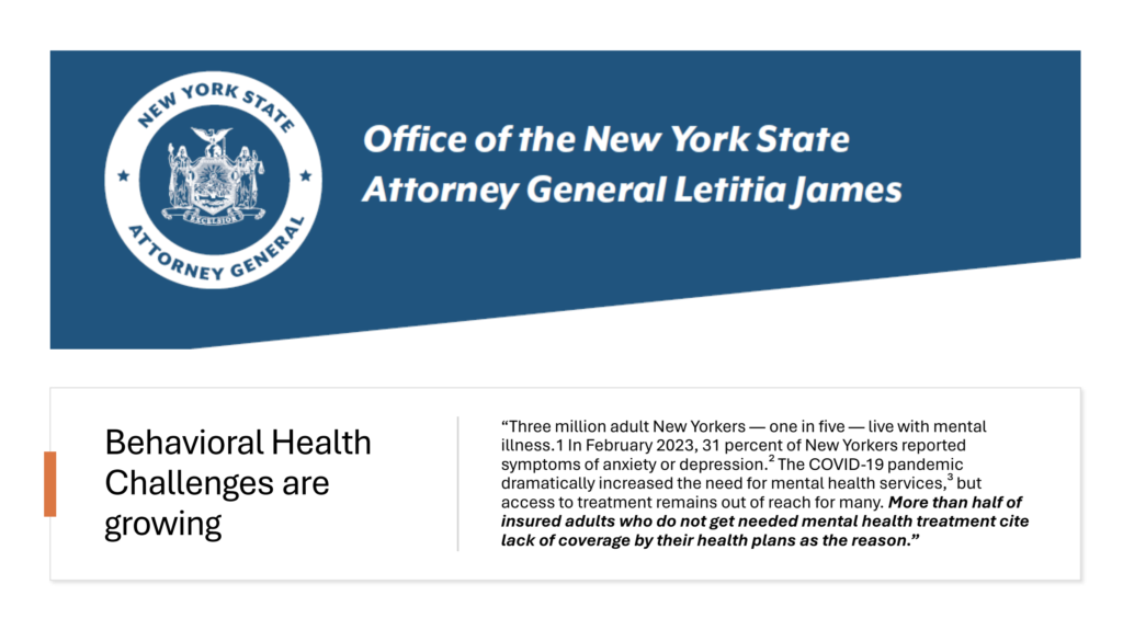 New York AOG report on mental health ghost networks in New York State mental health plans.